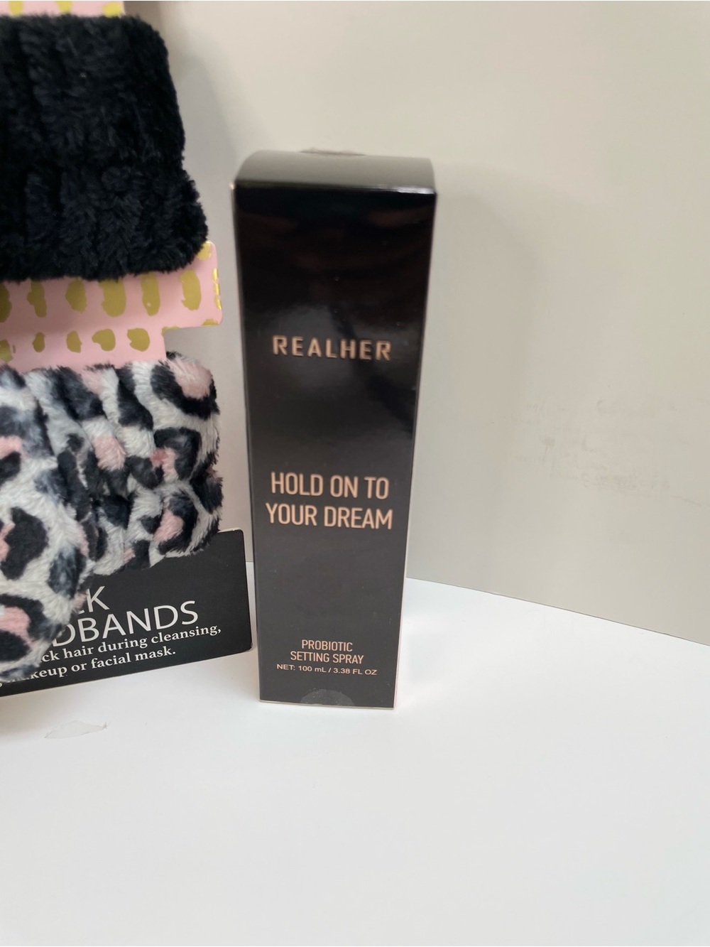 RACHEL Roy Black Bow & Pink Leopard Spa Headband Set-Makeup Brush Setting Spray - Picture 2 of 7